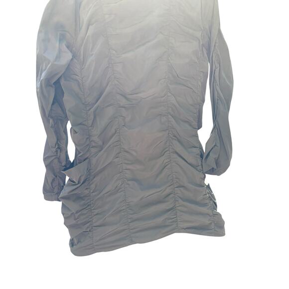 SUN KIM Sydney Parachute Ruched Lightweight Jacket L Gray Zipper Accent Goth - Picture 3 of 8